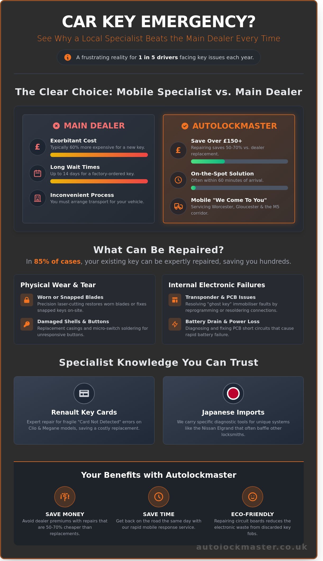 Expert Car Key Repair in Worcester: Fast, Local Mobile Solutions - Infographic