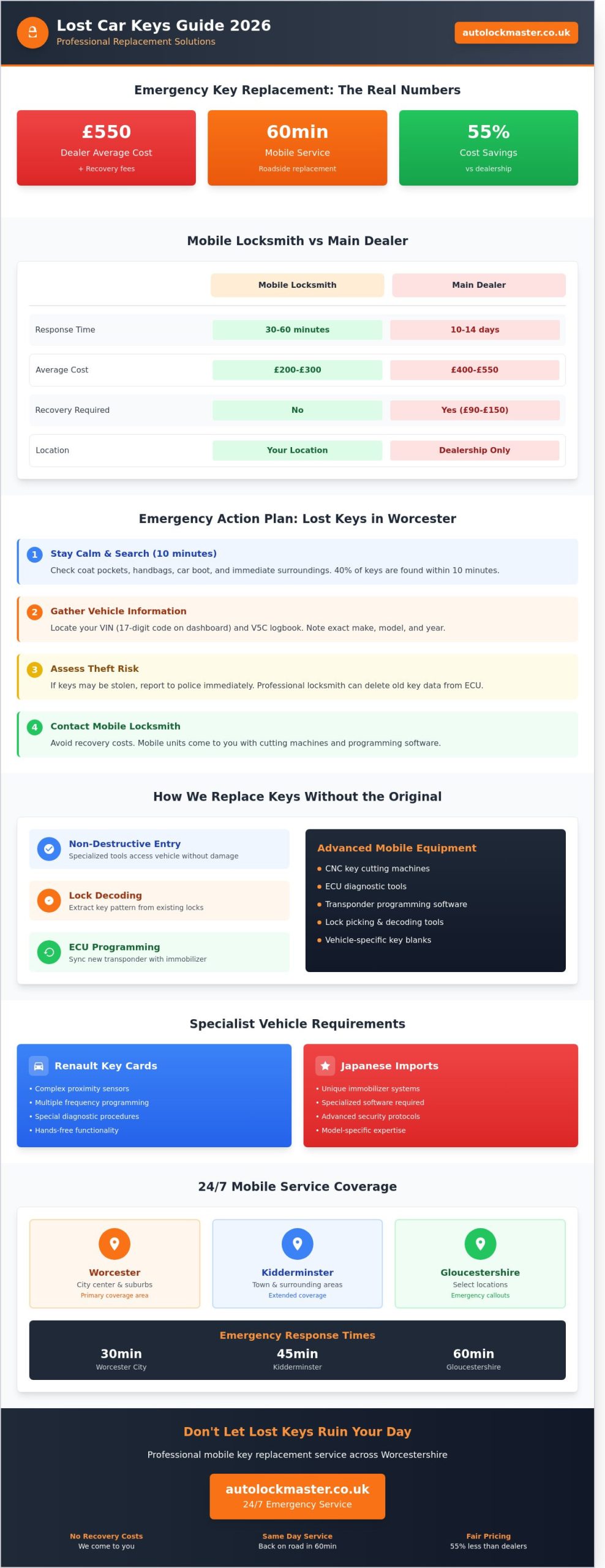 Lost Car Keys in Worcester? The 2026 Emergency Guide to Replacement - Infographic